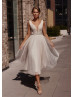 Beaded Light Beige Tulle Glitter Wedding Dress Beaded Light Beige Tulle Glitter Wedding Dress